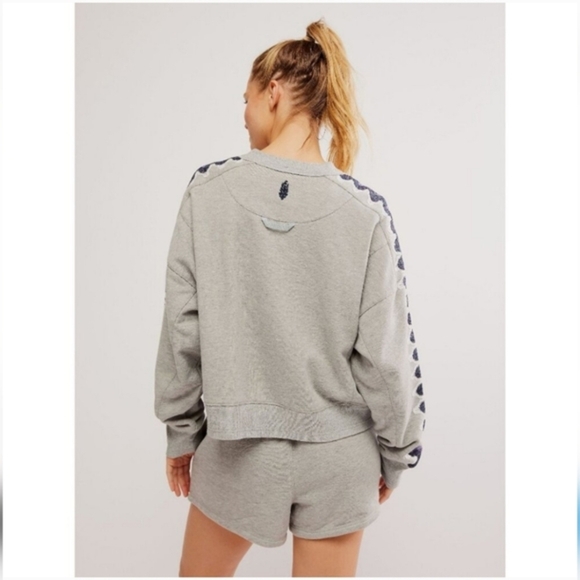 Free People FP Movement Feeling Wavy Intercept heather grey Combo sweater sz XS - Picture 5 of 5